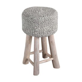 Libra Calm Neutral Collection - Nomad Stone Knitted Stool in Grey - thumbnail 1
