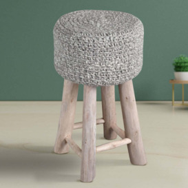 Libra Calm Neutral Collection - Nomad Stone Knitted Stool in Grey - thumbnail 2