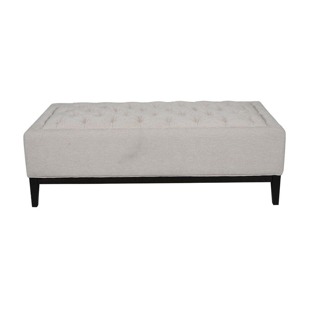 Libra Interiors Theodore Buttoned X-Large Ottoman in Ivory Fabric - image 1