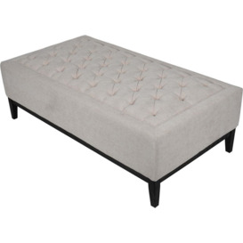 Libra Interiors Theodore Buttoned X-Large Ottoman in Ivory Fabric - thumbnail 3