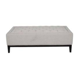 Libra Interiors Theodore Buttoned X-Large Ottoman in Ivory Fabric - thumbnail 1