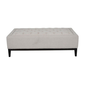 Libra Interiors Theodore Buttoned X-Large Ottoman in Ivory Fabric