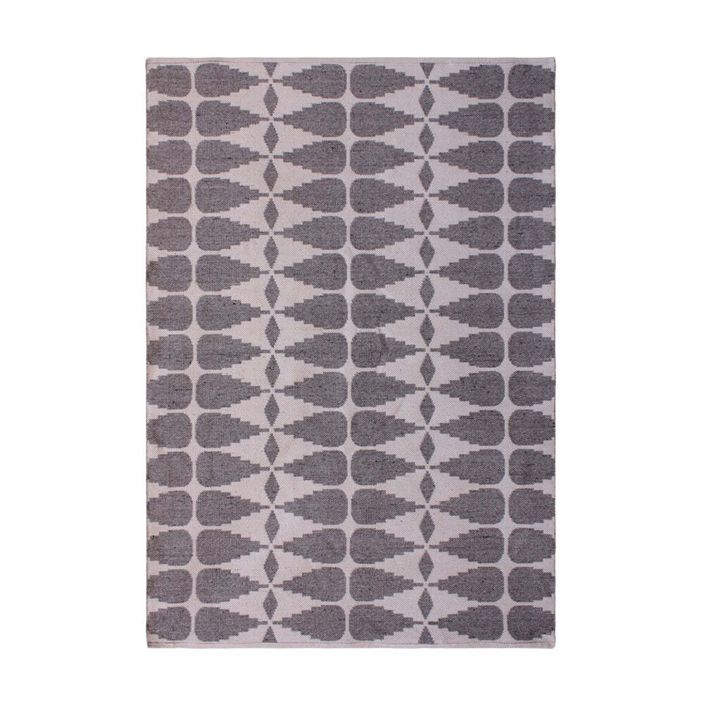 Libra Interiors Ayudar Jacquard Woven Rug in Ivory, Grey & Charcoal 160x230 - image 1