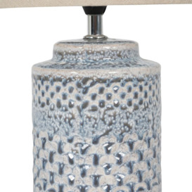 Libra Interiors Stormy Sky Glaze Table Lamp with Cream Drum Shade / Small - thumbnail 3