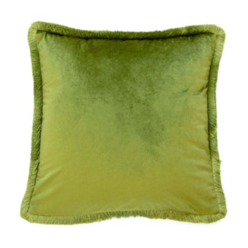 Malini Meghan Cushion in Olive with Fringe Detailing