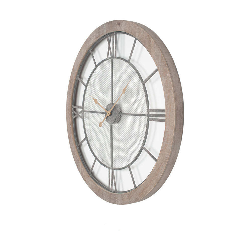Olivia's Persia Natural Wood and Metal Round Wall Clock - image 1