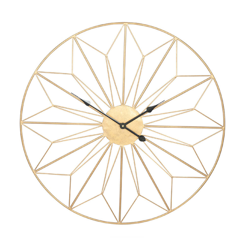 Olivias Chloe Geo Design Round Wall Clock in Antique Gold Metal