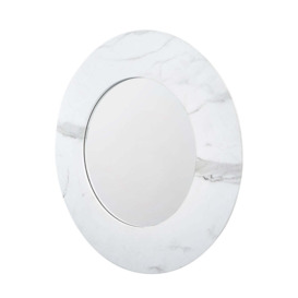 Olivia's Marble Veneer Round Wall Mirror in White - thumbnail 2