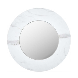 Olivia's Marble Veneer Round Wall Mirror in White