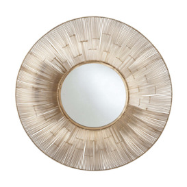 Olivia's Cher Antiuqe Metal Wire Round Wall Mirror in Gold