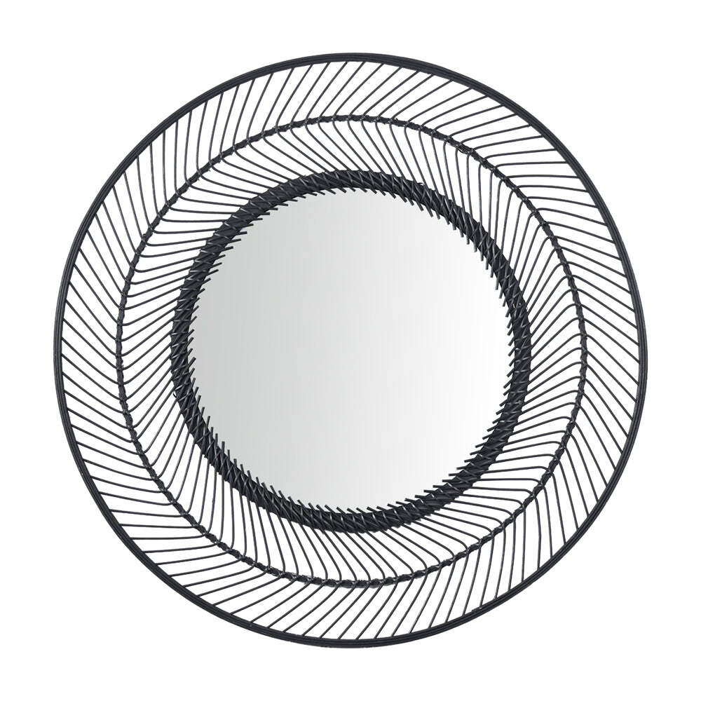 Olivia's Bali Bamboo Round Wall Mirror Large in Black - image 1