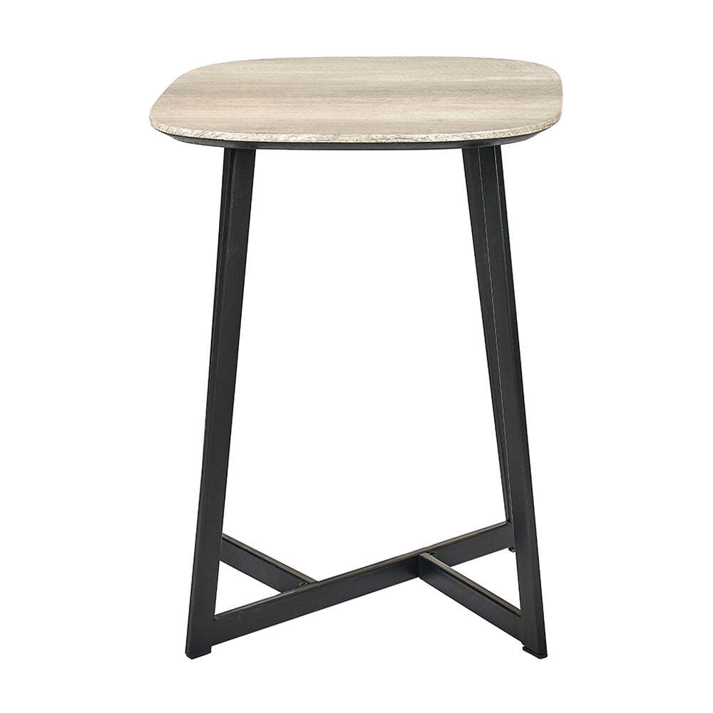 Olivia's Roma Oak Veneer and Metal Side Table in Grey & Black - image 1