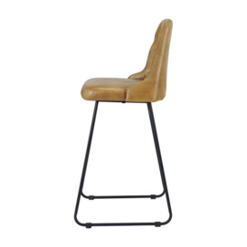 Olivia's Camille Leather and Iron Bar Stool in Mustard - thumbnail 3