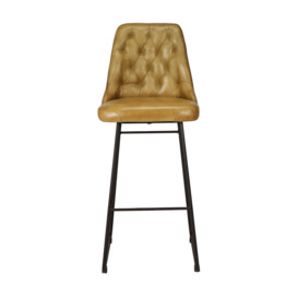 Olivia's Camille Leather and Iron Bar Stool in Mustard