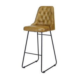 Olivia's Camille Leather and Iron Bar Stool in Mustard - thumbnail 2