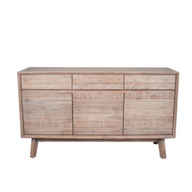 Olivia's Melville Acacia Wood 3 Drawer 3 Door Sideboard in Sand Wash