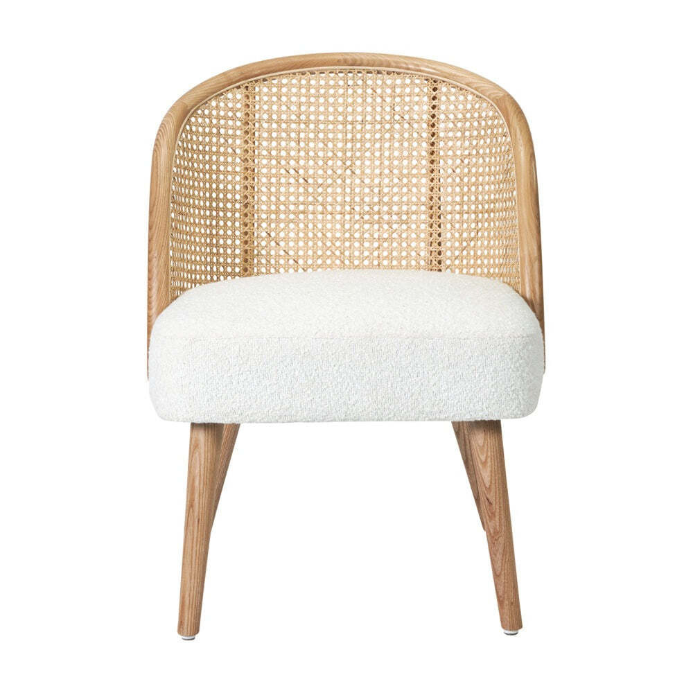 Olivia's Margot Boucle and Natural French Cane Chair
