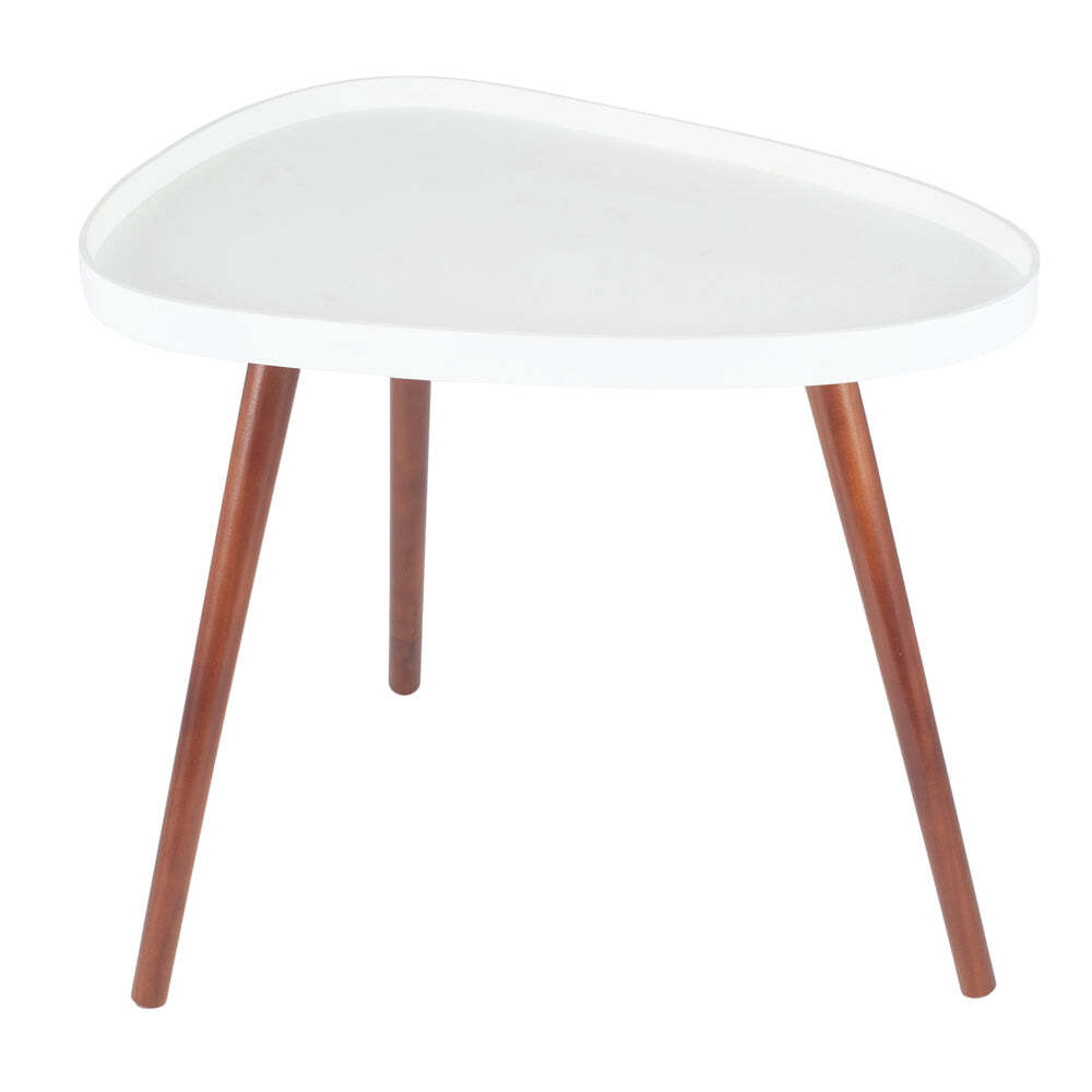 Olivia's Clarence Pine Wood Teardrop Side Table in Brown & White - image 1