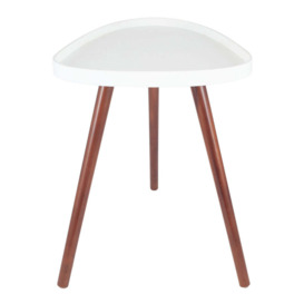 Olivia's Clarence Pine Wood Teardrop Side Table in Brown & White - thumbnail 3