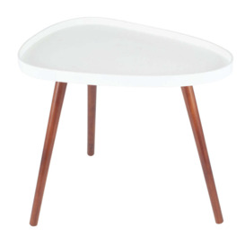 Olivia's Clarence Pine Wood Teardrop Side Table in Brown & White