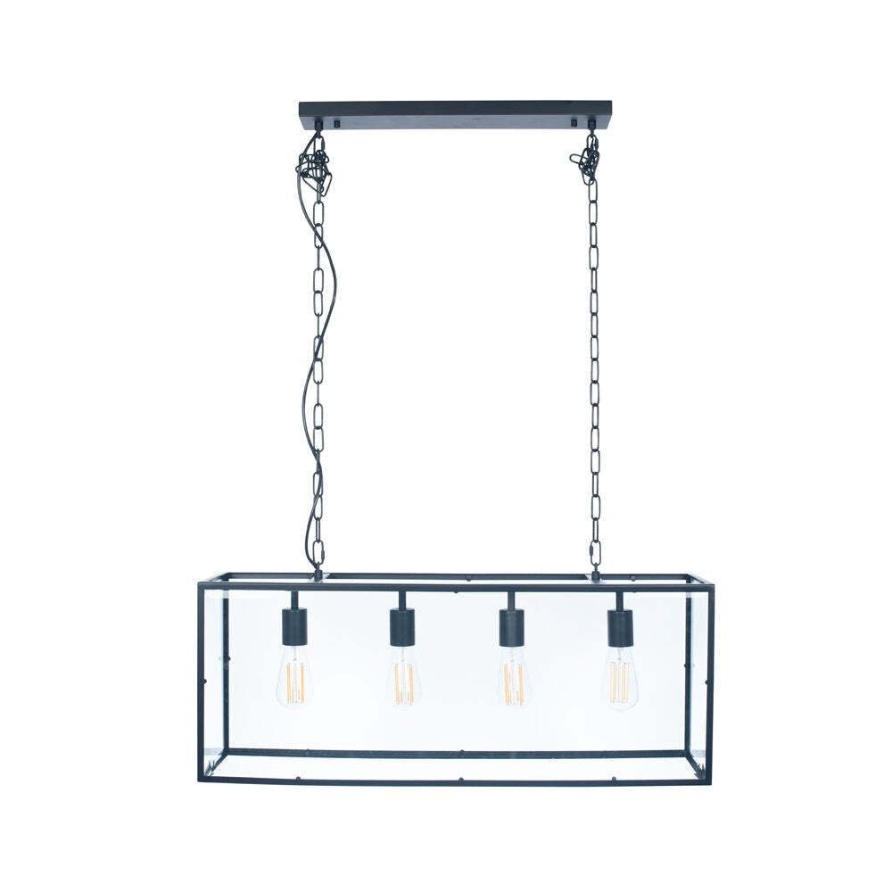 Olivia's Krissy Metal and Glass Four Bulb Pendant in Matt Black - image 1