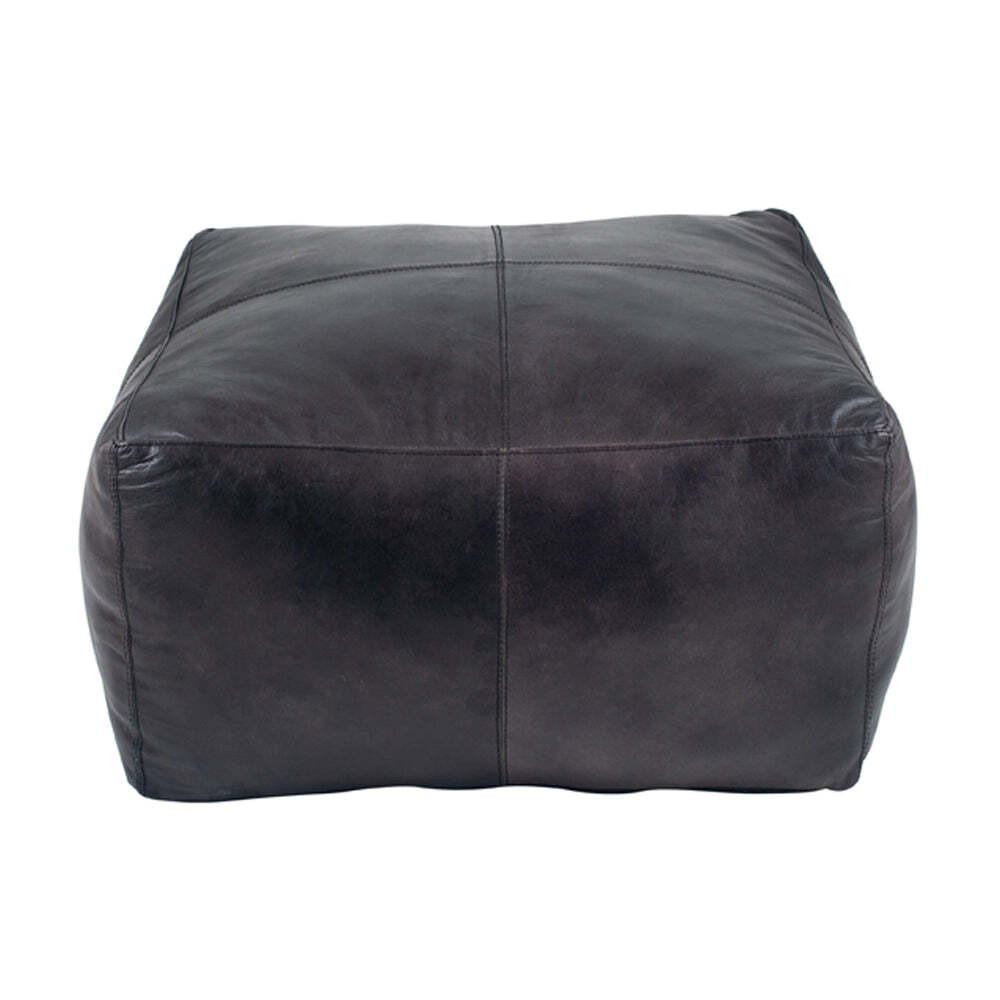 Olivia's Cassie Square Pouffe in Steel Grey Leather - image 1