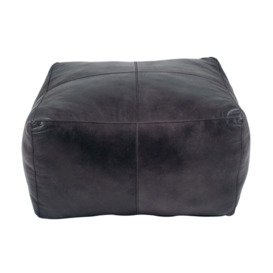 Olivia's Cassie Square Pouffe in Steel Grey Leather - thumbnail 1