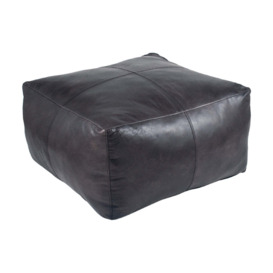 Olivia's Cassie Square Pouffe in Steel Grey Leather - thumbnail 2