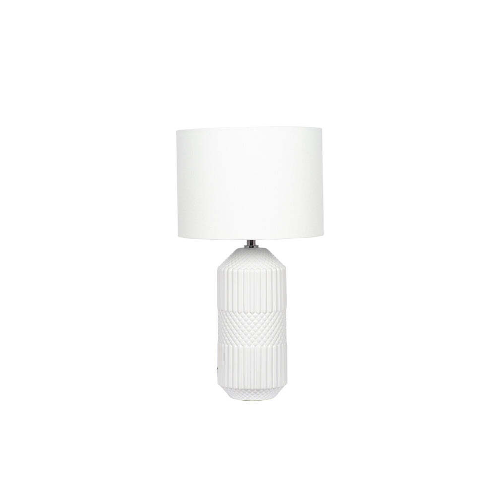Olivia's Merida Tall Geo Textured Ceramic Table Lamp in White - image 1