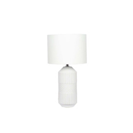 Olivia's Merida Tall Geo Textured Ceramic Table Lamp in White - thumbnail 1