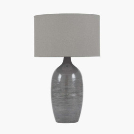 Olivia's Adeline Etched Graphite Ceramic Table Lamp - thumbnail 1