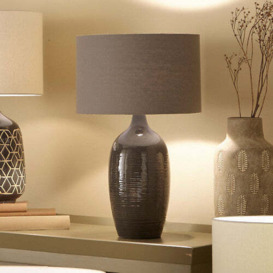 Olivia's Adeline Etched Graphite Ceramic Table Lamp - thumbnail 2