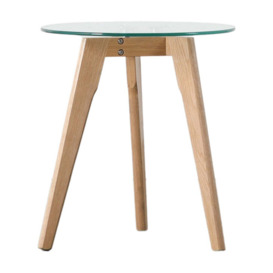 Gallery Interiors Blair Round Side Table in Oak - thumbnail 1