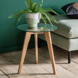 Gallery Interiors Blair Round Side Table in Oak - thumbnail 2