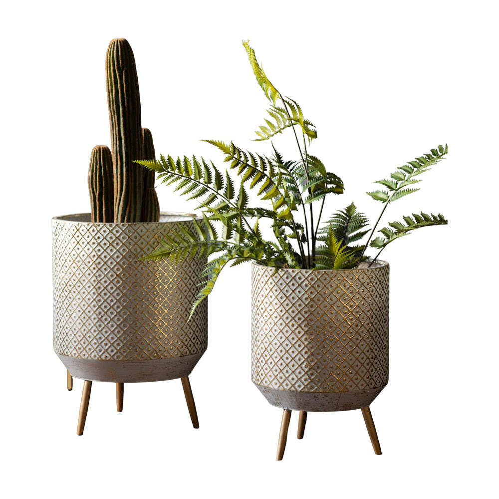 Gallery Interiors Amelia Set of 2 Metal Planter in Gold - image 1