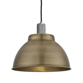 Industville Knurled Dome Pendant Light in Brass with Pewter Holder / Small