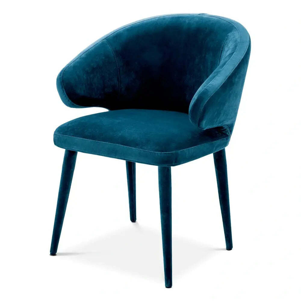 Eichholtz Cardinale Dining Chair Velvet Roche Teal Blue - image 1
