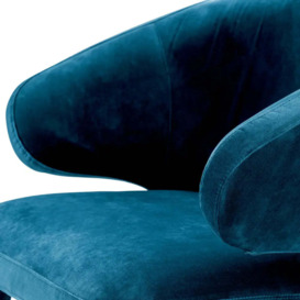 Eichholtz Cardinale Dining Chair Velvet Roche Teal Blue - thumbnail 2