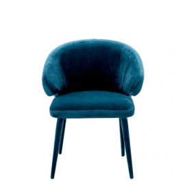 Eichholtz Cardinale Dining Chair Velvet Roche Teal Blue - thumbnail 3