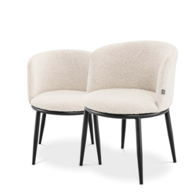 Eichholtz Set of 2 Filmore Dining Chairs in Bouclé Cream