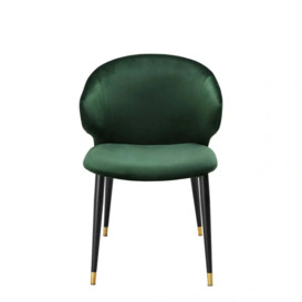 Eichholtz Volante Dining Chair in Roche Dark Green Velvet With Arm - thumbnail 3