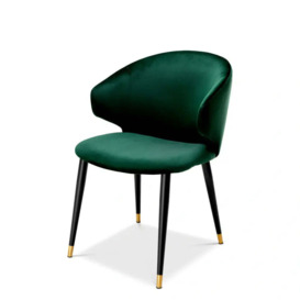 Eichholtz Volante Dining Chair in Roche Dark Green Velvet With Arm - thumbnail 2