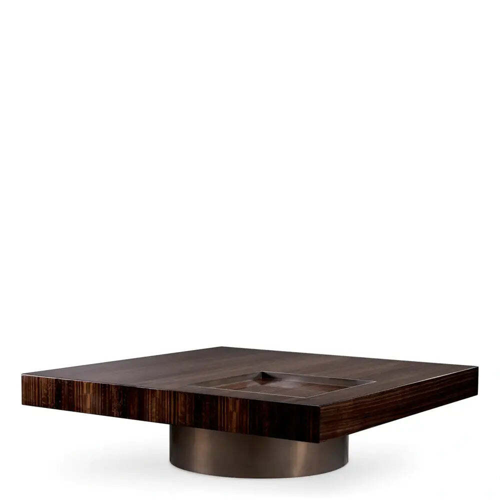 Eichholtz Coffee Table Otus Square Eucalyptus Veneer Bronze Finish - image 1