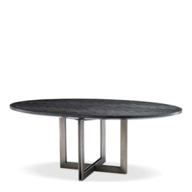 Eichholtz Melchior Round Dining Table in Charcoal Oak Veneer