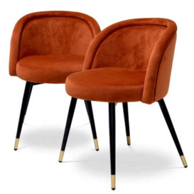 Eichholtz Set of 2 Chloé Dining Chair in Savona Orange Velvet