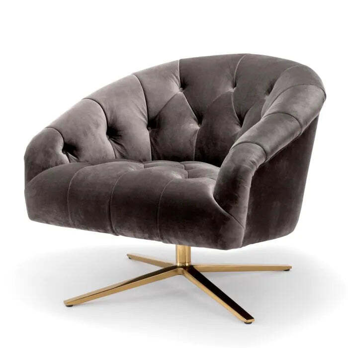 Eichholtz Gardner Swivel Chair in Savona Grey Velvet - image 1