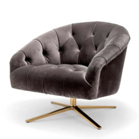 Eichholtz Gardner Swivel Chair in Savona Grey Velvet - thumbnail 1