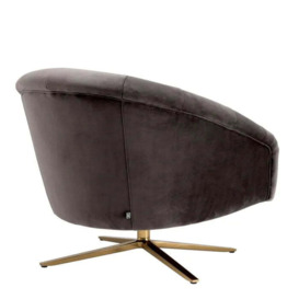 Eichholtz Gardner Swivel Chair in Savona Grey Velvet - thumbnail 2