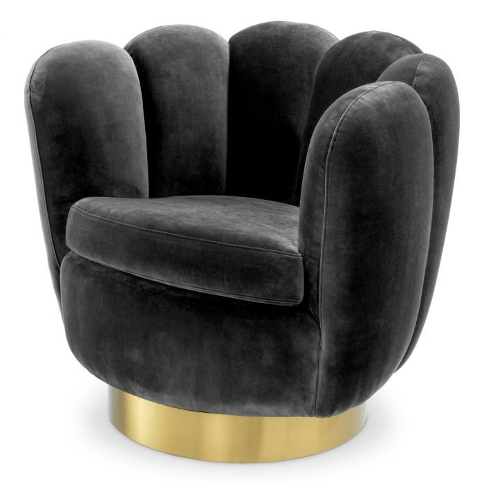 Eichholtz Mirage Swivel Chair in Savona Dark Grey Velvet - image 1