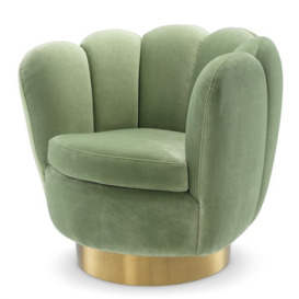 Eichholtz Mirage Swivel Chair in Savona Pistache Green Velvet - thumbnail 1